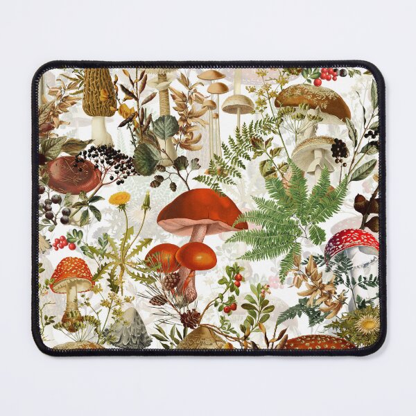 Item preview,  Vintage Midnight Mushrooms Forest Botanical Garden Pattern - White Nightgarden designed and sold by UtArt.