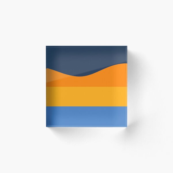Aperçu de l'œuvre Bleu foncé Bleu clair Orange Minimaliste Rayures colorées rétro - Vagues abstraites créée et vendue par LiquidWing.