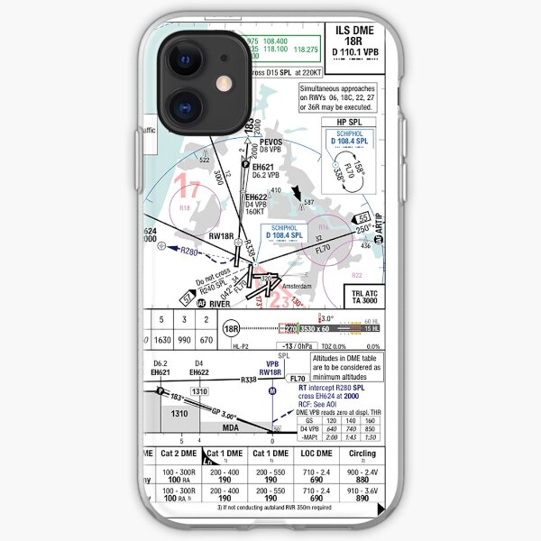Amsterdam ILS 18R approach plate iPhone Soft Case