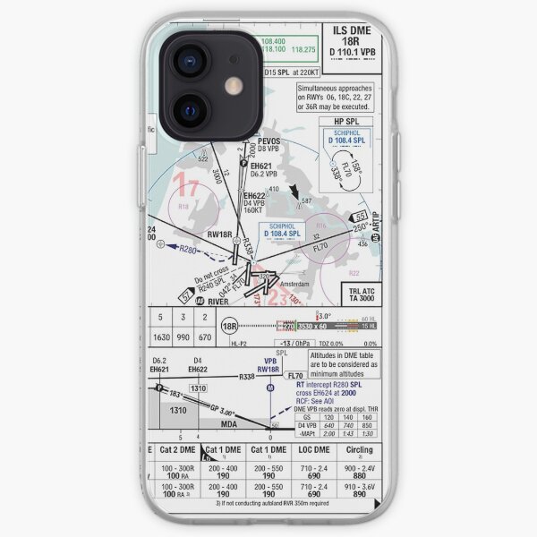 Amsterdam ILS 18R approach plate iPhone Soft Case