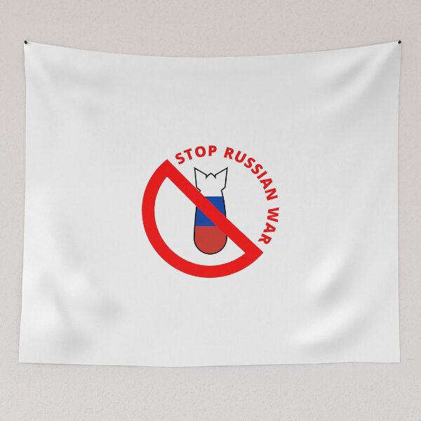 Item preview, Stop bombing sign with bomb in russian flag colors designed and sold by IuriiVlasenko.