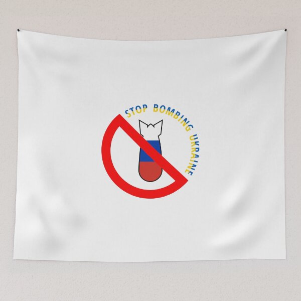 Item preview, Stop bombing sign with bomb in russian flag colors designed and sold by IuriiVlasenko.