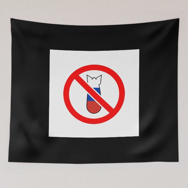 Item preview, Stop bombing sign with bomb in russian flag colors designed and sold by IuriiVlasenko.