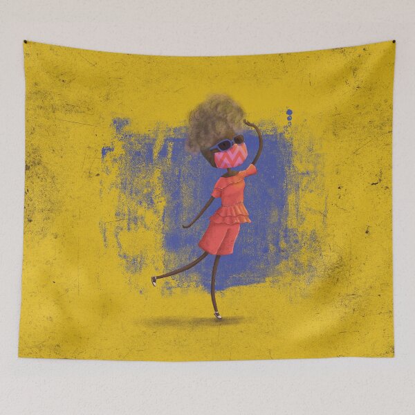 Item preview, Sunny Day Whimsical Woman Illustration in a Pink Playsuit designed and sold by haximica.