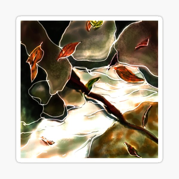Abstract rocks and leaves Sticker
