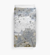 San Francisco skyline old map Duvet Cover
