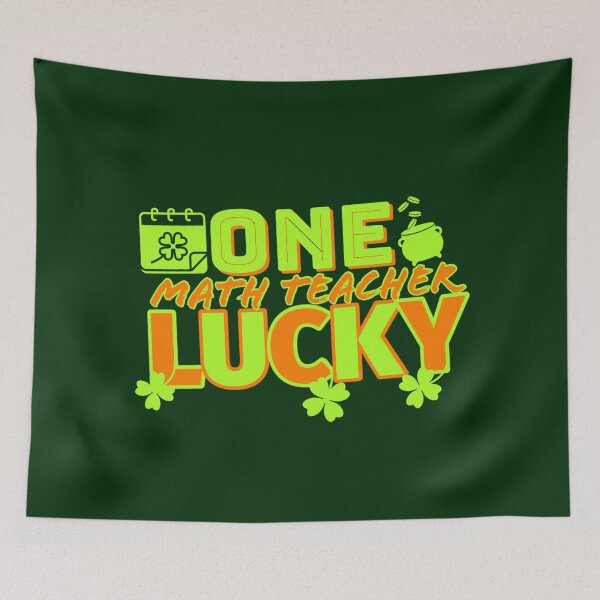Item preview, one lucky math teacher& Bright orange and green designed and sold by Ndli.