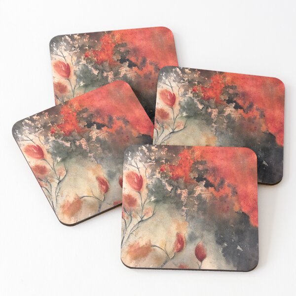 Item preview, Red abstract floral watercolor  designed and sold by Nancy Boucher.
