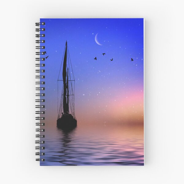 Item preview, Surreal Sailboat Birds Crescent Moon Fantasy Stars designed and sold by Stephanie Laird.