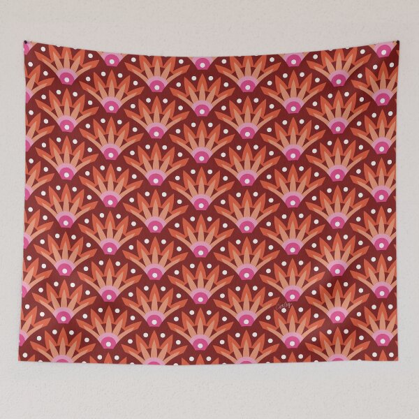Item preview, Sunshine Seigaiha Wave – Pink & Maroon designed and sold by Cat Coquillette.
