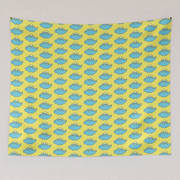 Item preview, light blue dinosaur with yellow background designed and sold by SerenaVisualArt.