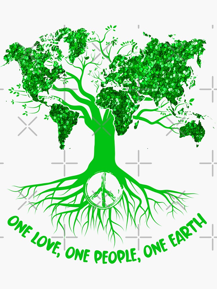 "World Peace Tree Love One Love One People One Earth" Sticker by ...