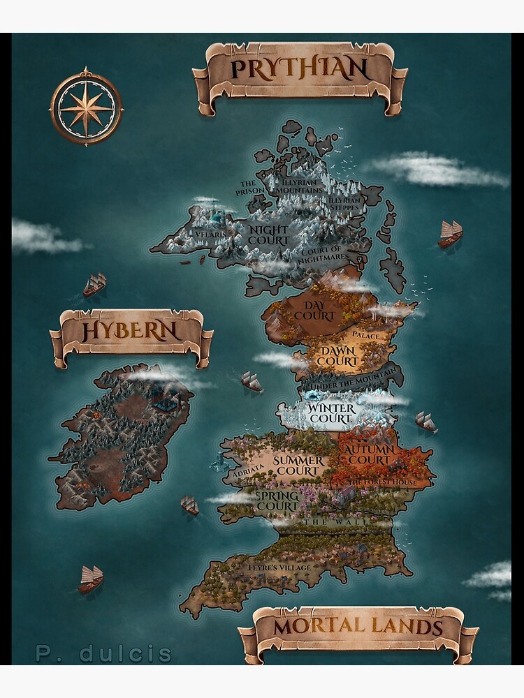 Prythian Map ACOTAR Mounted Print For Sale By P Dulcis Redbubble   Flat,750x,075,f Pad,750x1000,f8f8f8 