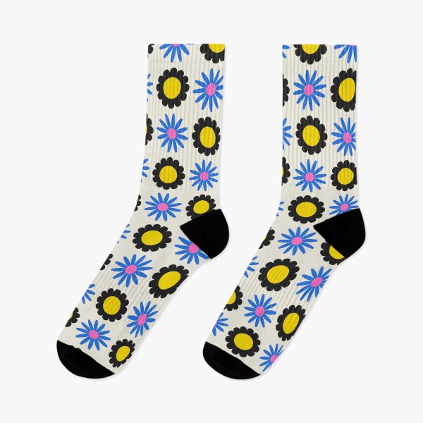 Aperçu de l'œuvre Fleurs géométriques en bleu et jaune créée et vendue par OpalEllery.