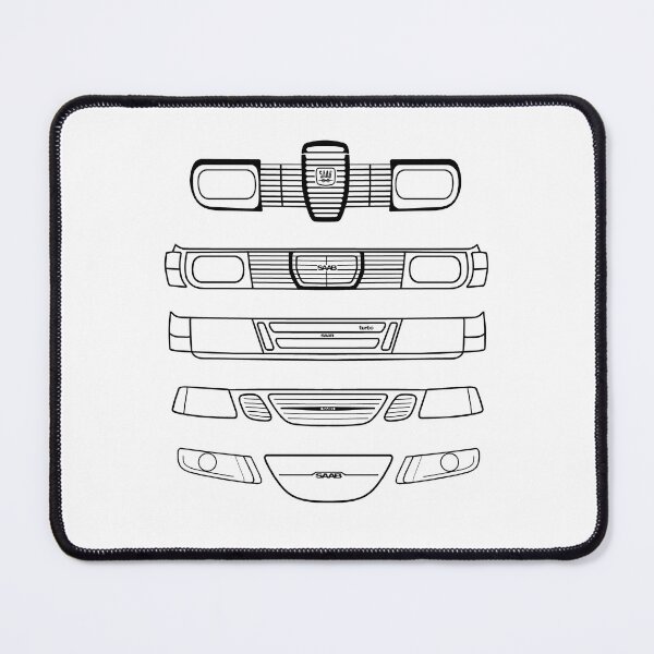 Item preview, Saab evolution classic cars 1960s-2010s black outline graphic designed and sold by soitwouldseem.