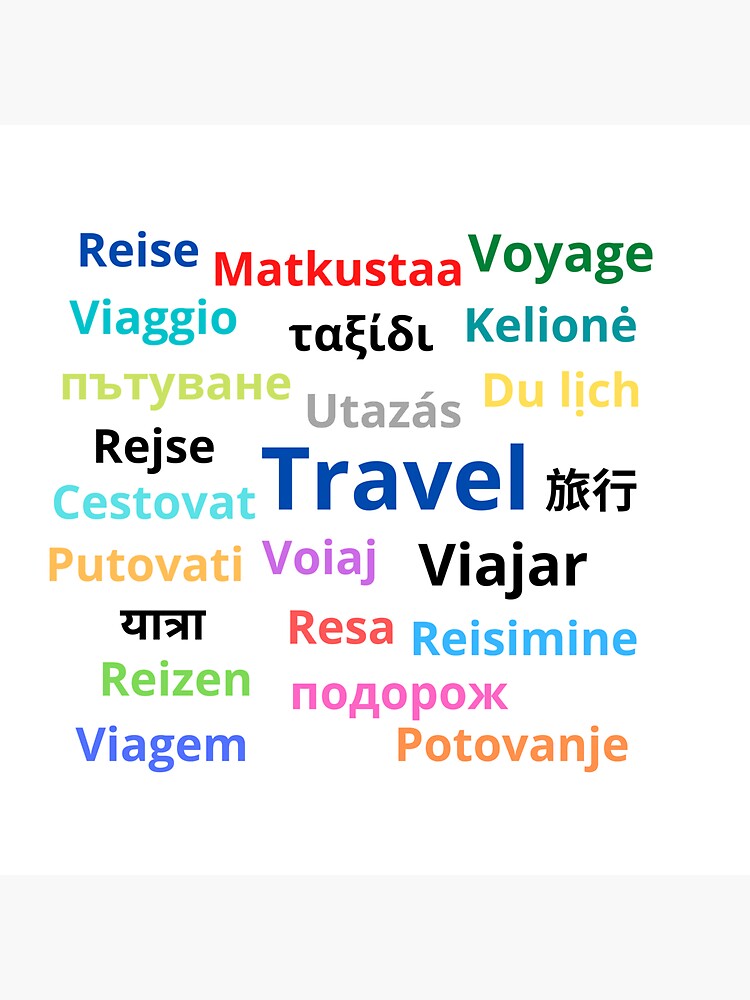 "Say Travel in different languages" Sticker by edelisa Redbubble