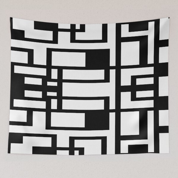 Item preview, Black Lines And Irregular White Shapes Abstract Design designed and sold by taiche.