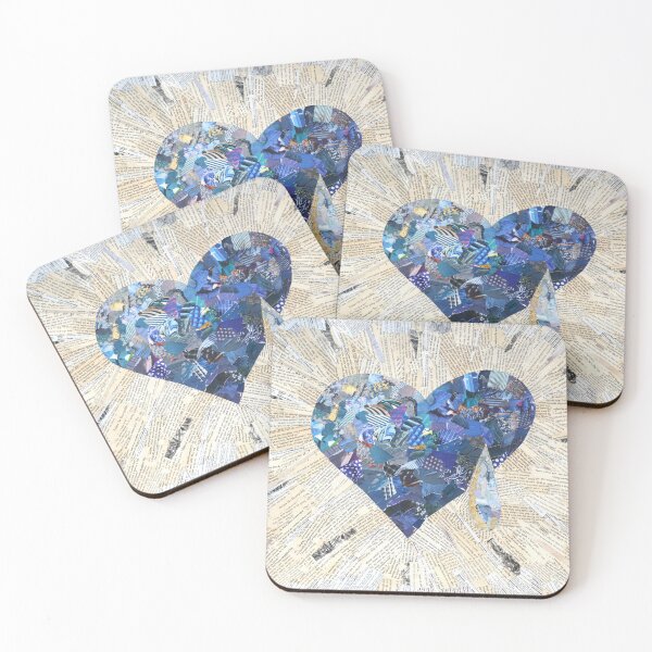Item preview, sad blue collage heart  designed and sold by SaraCaroArt.