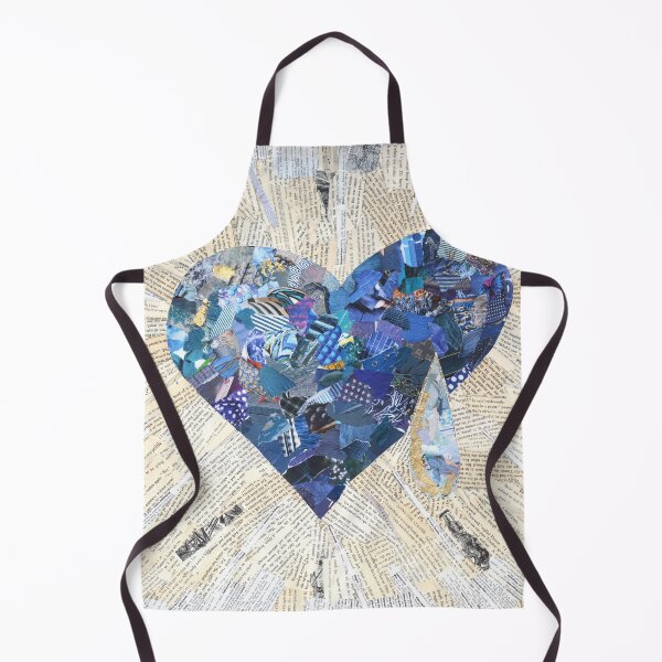 Item preview, sad blue collage heart designed and sold by SaraCaroArt.