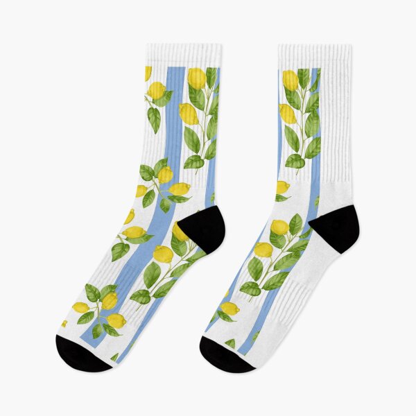 Item preview, Lemon and Blue Stripe Mediterranean Amalfi Coast Italian Print   designed and sold by twigandmeadow.