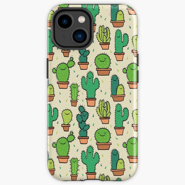 Cute Happy Cactus Cacti Pattern Tan Background iPhone Tough Case