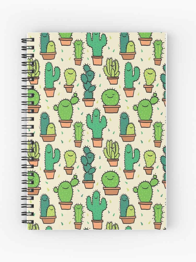 Cuaderno de espiral «Cactus feliz lindo cactus patrón Tan fondo» de  clairelordon | Redbubble