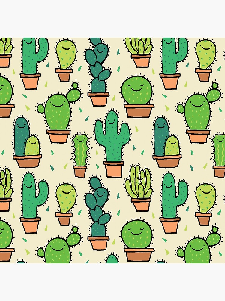 Een nacht stortbui regiment Cute Happy Cactus Cacti Pattern Tan Background" Art Board Print for Sale by  clairelordon | Redbubble