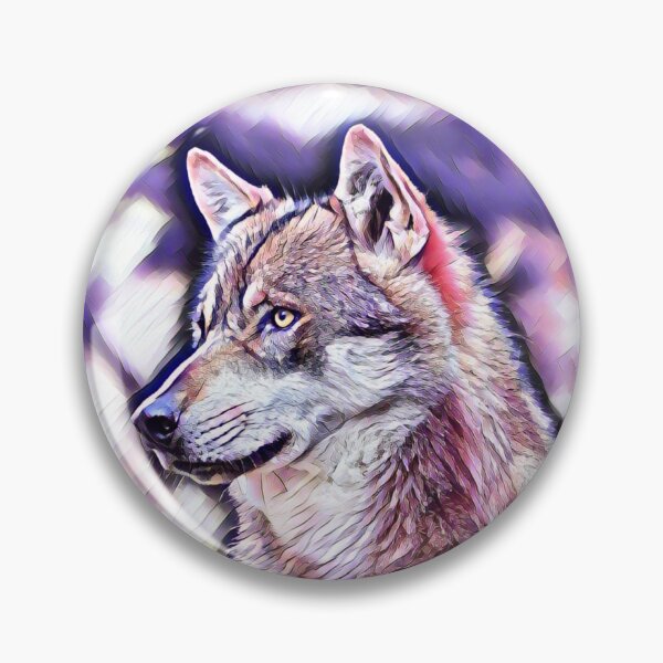 Item preview, Golden Eyed Amethyst Wolf Painting Ripped Canvas designed and sold by MMwolfdogden.