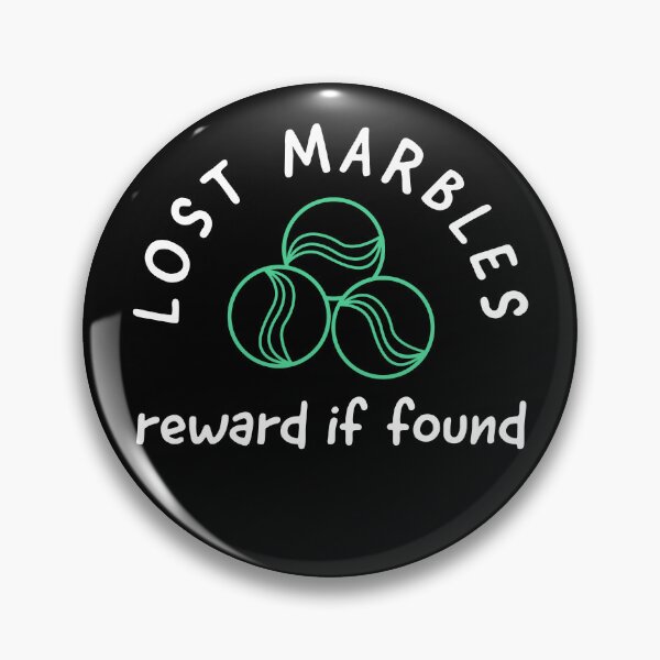 Item preview, Lost marbles reward if found, witty self deprecating, funny concussion design with marbles on a black T-shirt, sticker, and mug designed and sold by smichaeliv.