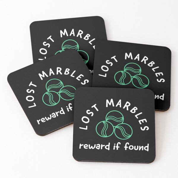 Item preview, Lost marbles reward if found, witty self deprecating, funny concussion design with marbles on a black T-shirt, sticker, and mug designed and sold by smichaeliv.