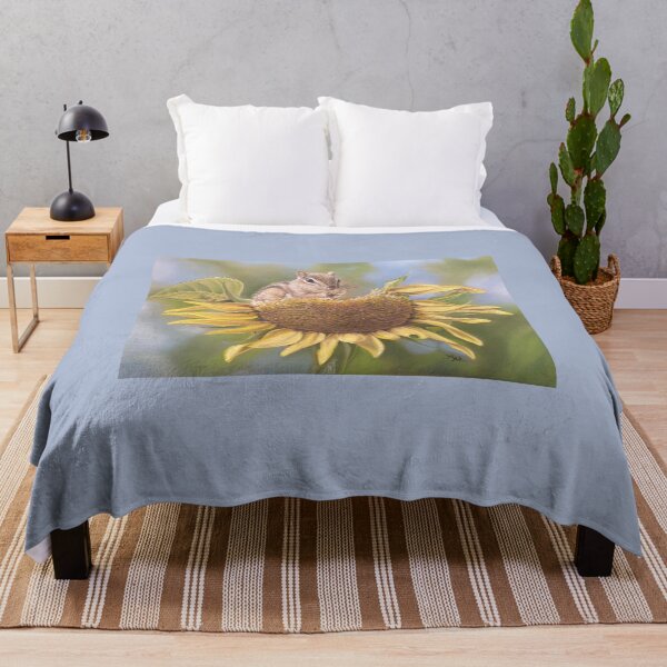 Item preview, "Snack Time" Chipmunk on Sunflower pastel painting designed and sold by Marla Kurzec.