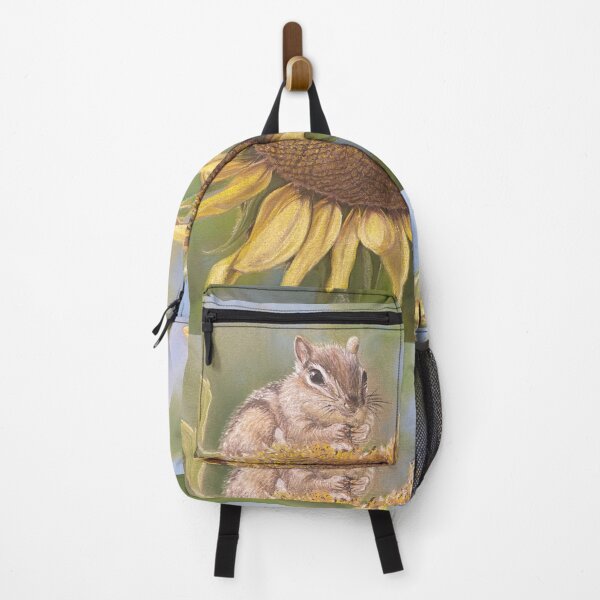 Item preview, "Snack Time" Chipmunk on Sunflower pastel painting designed and sold by Marla Kurzec.