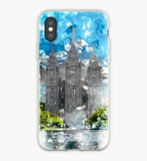 Salt Lake LDS Temple Watercolor Photo iPhone Case