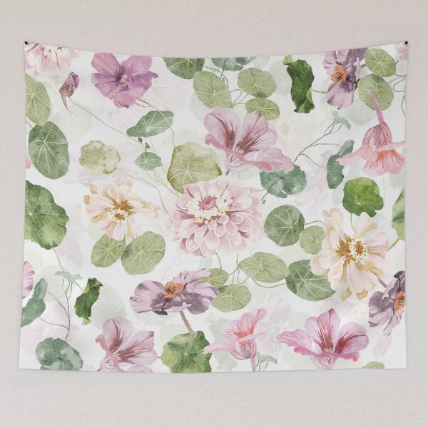 Item preview, Soft Pink hand drawn watercolor  Tropaeolum wildflower pattern  designed and sold by UtArt.