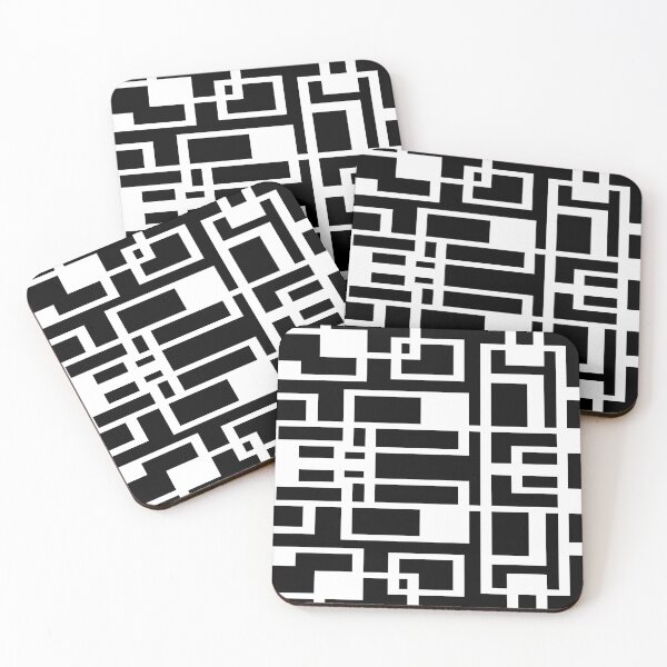 Item preview, Geometric Shapes Pattern White Accent Black Background designed and sold by taiche.