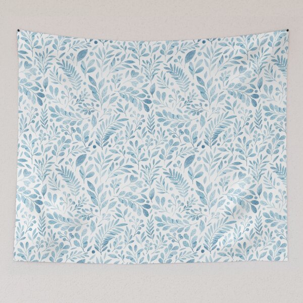 Item preview, Tiny and cute blue leaves pattern. Botanical illustration. designed and sold by helga-wigandt.