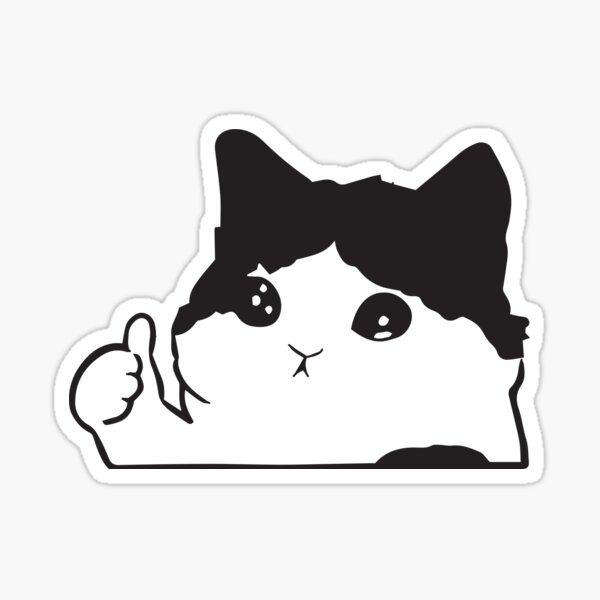 Sad Cat meme thumbs up with heart good job cat Sticker – Cat Meme Sticker,  sad cat meme, cat water bottle sticker, cat laptop vinyl stickers