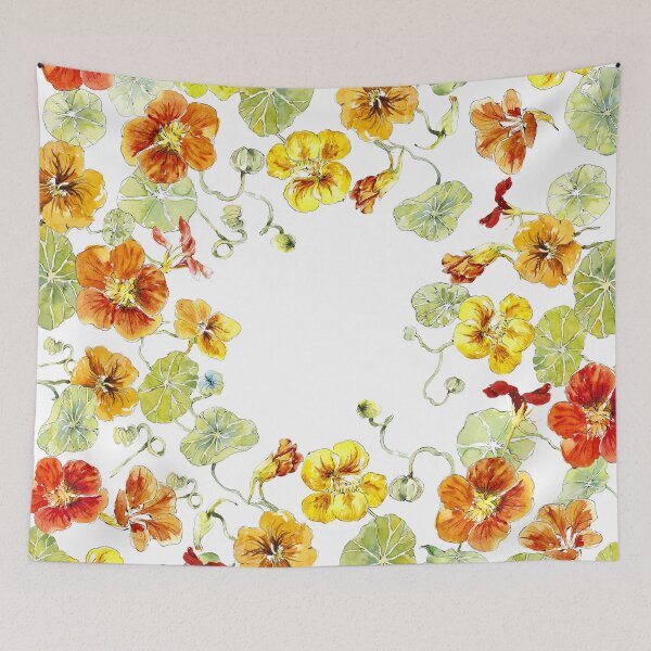 Item preview,  colorful hand drawn watercolor Tropaeolum wildflower frame designed and sold by UtArt.