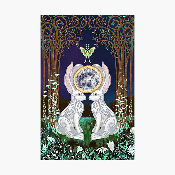 Aperçu de l'œuvre Équinoxe de printemps des lièvres lunaires d'Ostara créée et vendue par tinaschofield.