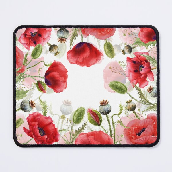 Item preview, red colorful hand drawn watercolor poppy wildflower frame designed and sold by UtArt.