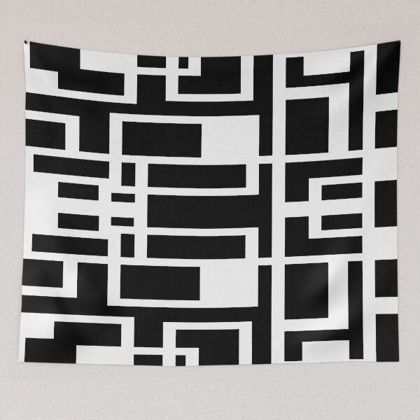 Item preview, Geometric Shapes Pattern White Accent Black Background designed and sold by taiche.