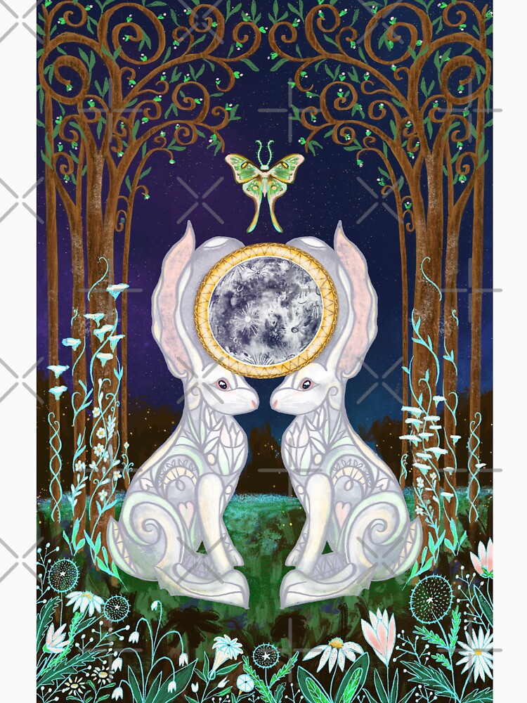 Lunar Hares Ostara Spring Equinox by tinaschofield