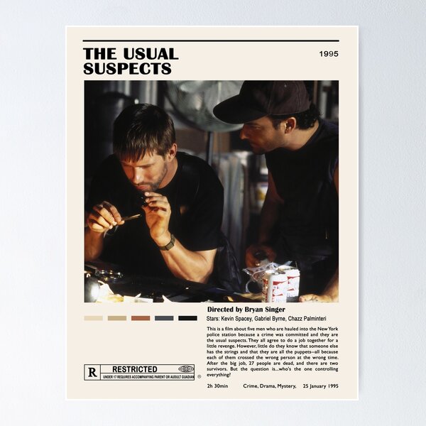 Usual Suspects Bryan Singer Movie Poster Vintage Retro 