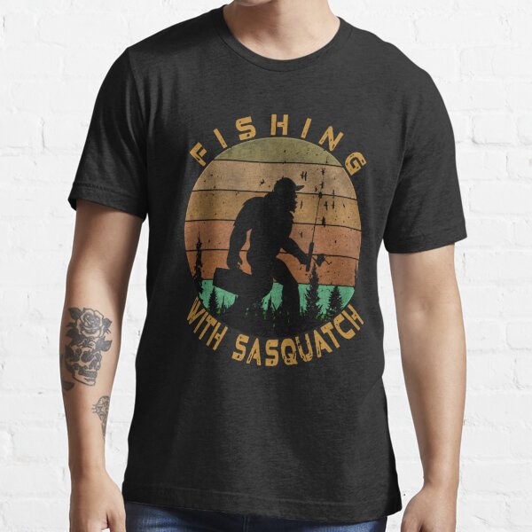 Bigfoot Fishing Shirt Funny Sasquatch and Fish