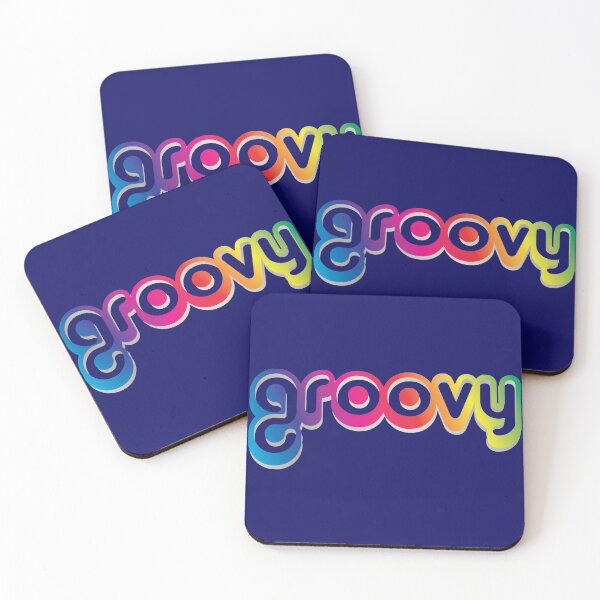 Item preview, groovy = featuring retro, rainbow-themed 1970s style word art designed and sold by Maren Frances.