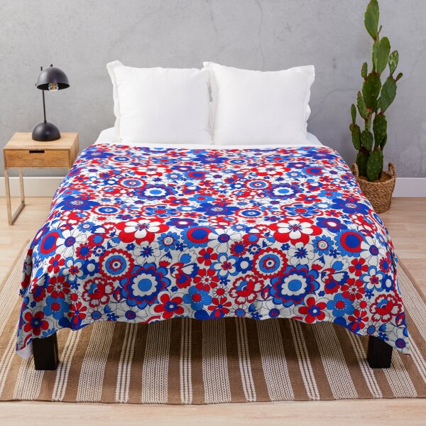 Item preview, 60s red white and blue flowers designed and sold by Cressidacarr.