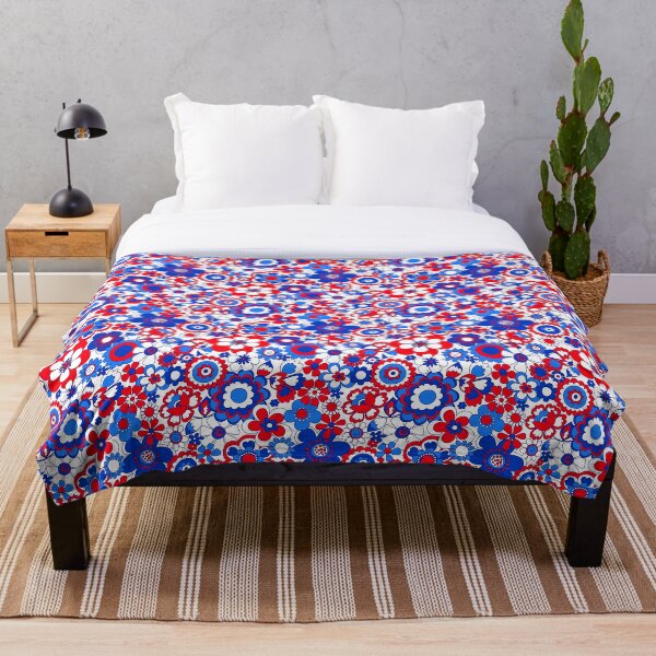 Item preview, 60s red white and blue flowers designed and sold by Cressidacarr.