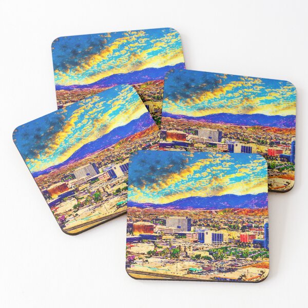 Item preview, Downtown San Bernardino, California, at sunset - digital painting designed and sold by NickoPrints.