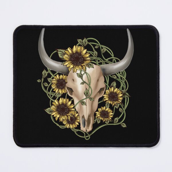 Item preview, Cow Skull and Crown leaves and sunflowers designed and sold by Collagedream.