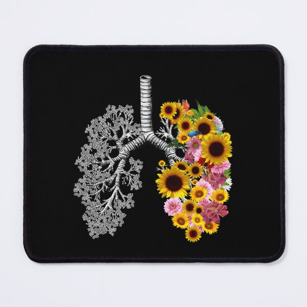 Item preview, lungs cancer awareness, sunflowers and daisy floral, anatomy, watercolor designed and sold by Collagedream.